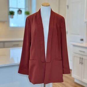 Express | Rust Orange Terracotta Long Open Blazer Jacker